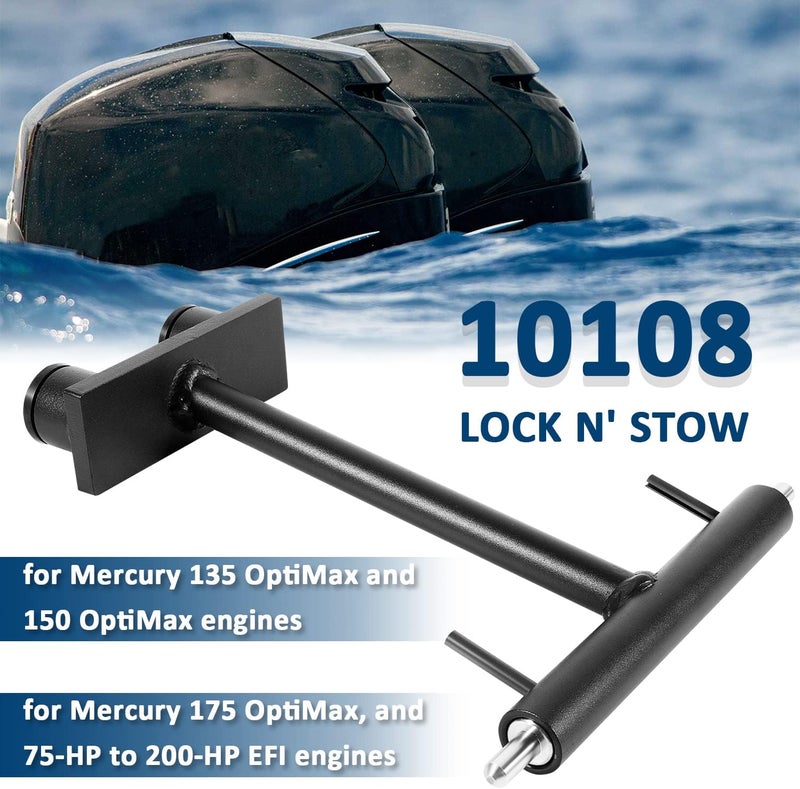 Bonbo 10108 Lock N' Stow for Outboard Trailering, Outboard Transom Saver, Trailering Support Bracket Fits for Mercury 135 OptiMax, 150 OptiMax, 175 OptiMax, and 75-HP to 200-HP EFI Outboard Motors - Image 2